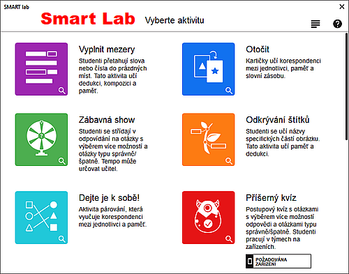 Ukázky aktivit Smart Lab a Smart Response, nutný Smart Notebook minimálně ve verzi 17.2